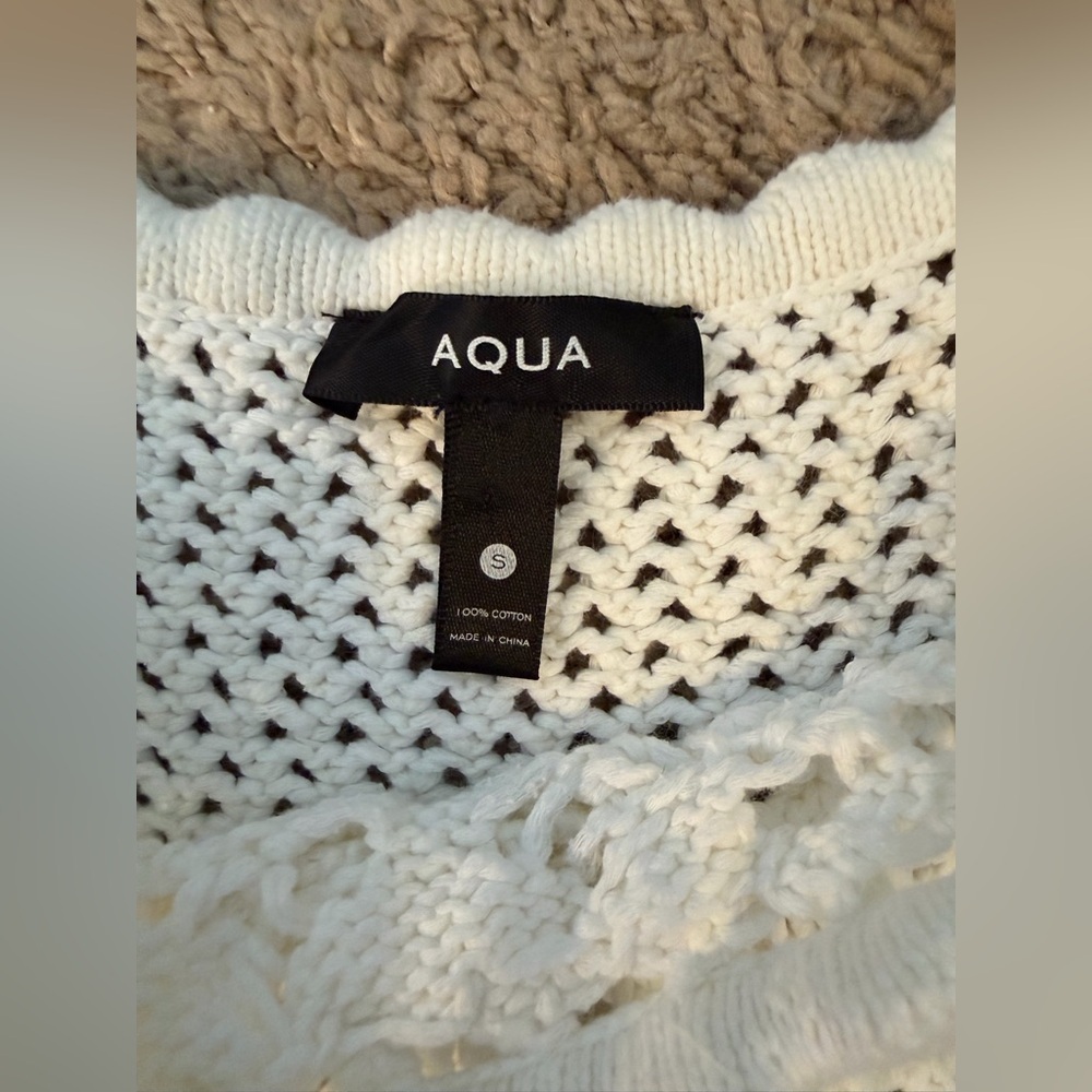 AQUA Womens White Crochet Cotton Eyelet Tank Top - Picture 5 of 6